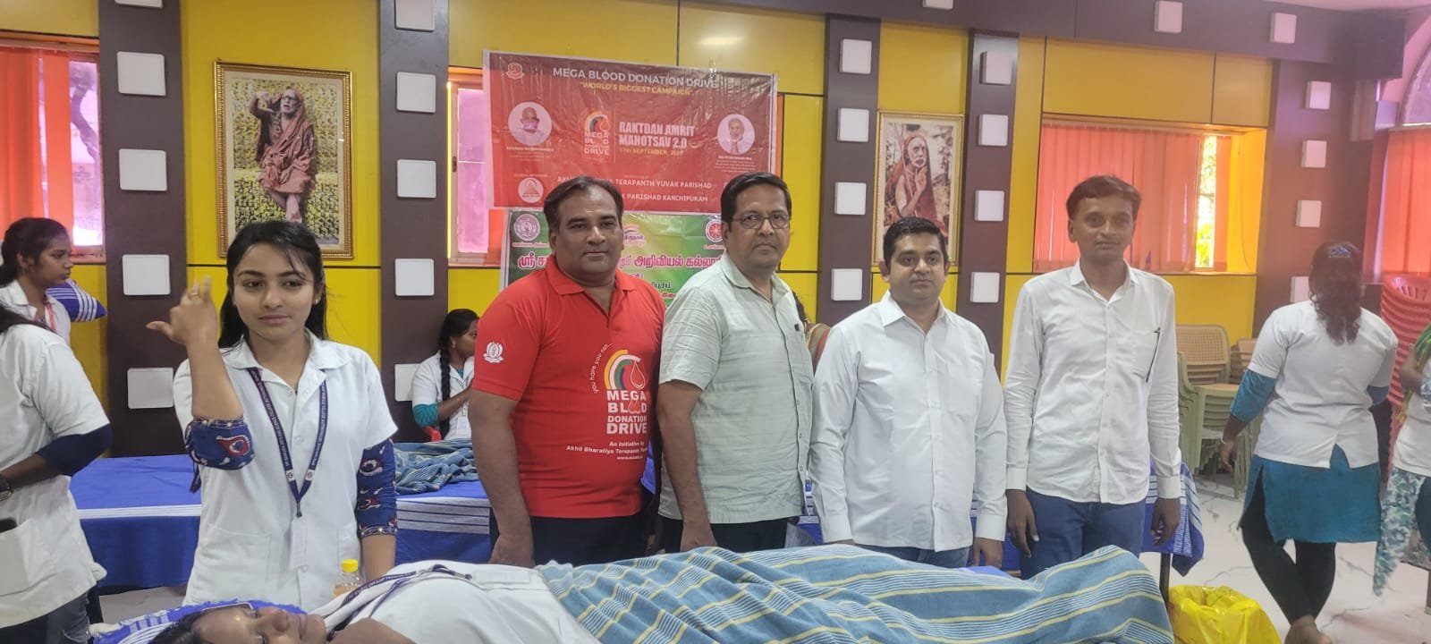 காஞ்சிபுரம் சங்கரா கல்லூரியில் தேராபந்த் இளைஞர் சங்கம் சார்பில் ரத்த தான முகாம்