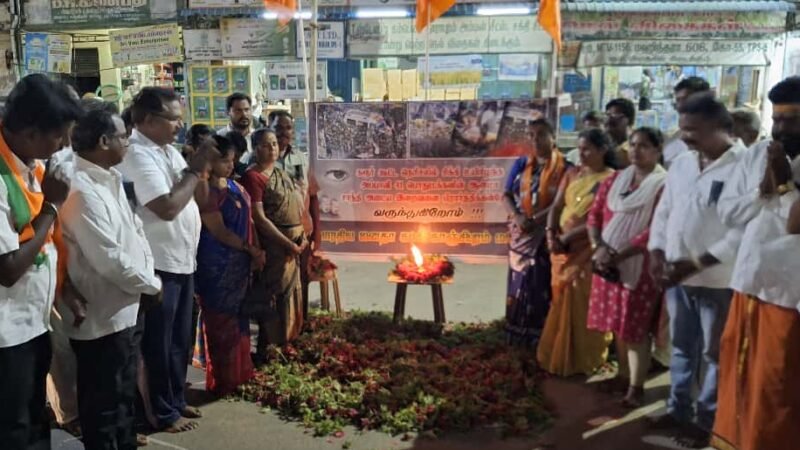 காஞ்சிபுரம் பாஜக சார்பில் கரூரில் கூட்ட நெரிசலில் உயிரிழந்தோருக்கு தீபம் ஏற்றி மௌன அஞ்சலி