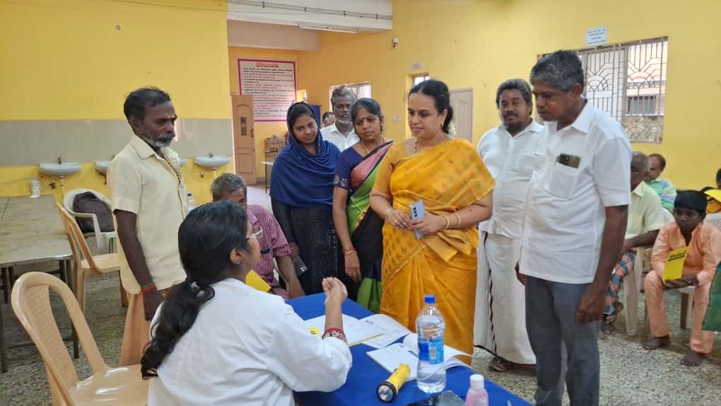 காஞ்சிபுரம்: டாக்டர் கலைஞர் பவள விழா மாளிகையில் இலவச கண் பரிசோதனை முகாம்