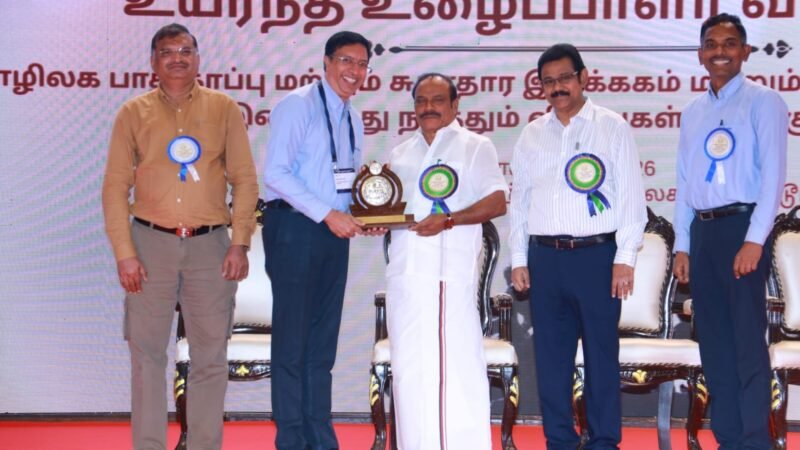 ஹூண்டாய் மோட்டார் இந்தியா நிறுவனத்திற்கு தமிழ்நாடு மாநில அளவிலான பாதுகாப்பு விருது