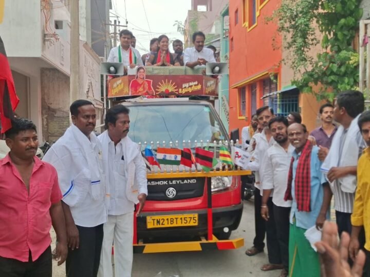 காஞ்சிபுரம் சட்டமன்ற தொகுதி திமுக வேட்பாளர் நித்யா சுகுமார் தீவிர வாக்கு சேகரிப்பு!