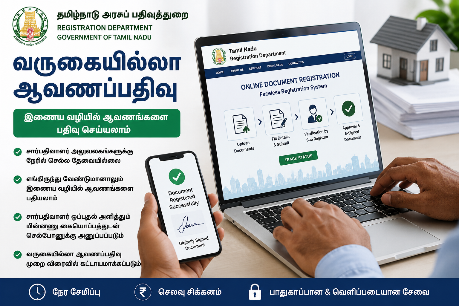 சார்பதிவாளர் அலுவலகத்திற்கு செல்ல வேண்டாம்: வருகையில்லா ஆவணப்பதிவு முறையை அறிமுகப்படுத்தும் தமிழக பதிவுத்துறை