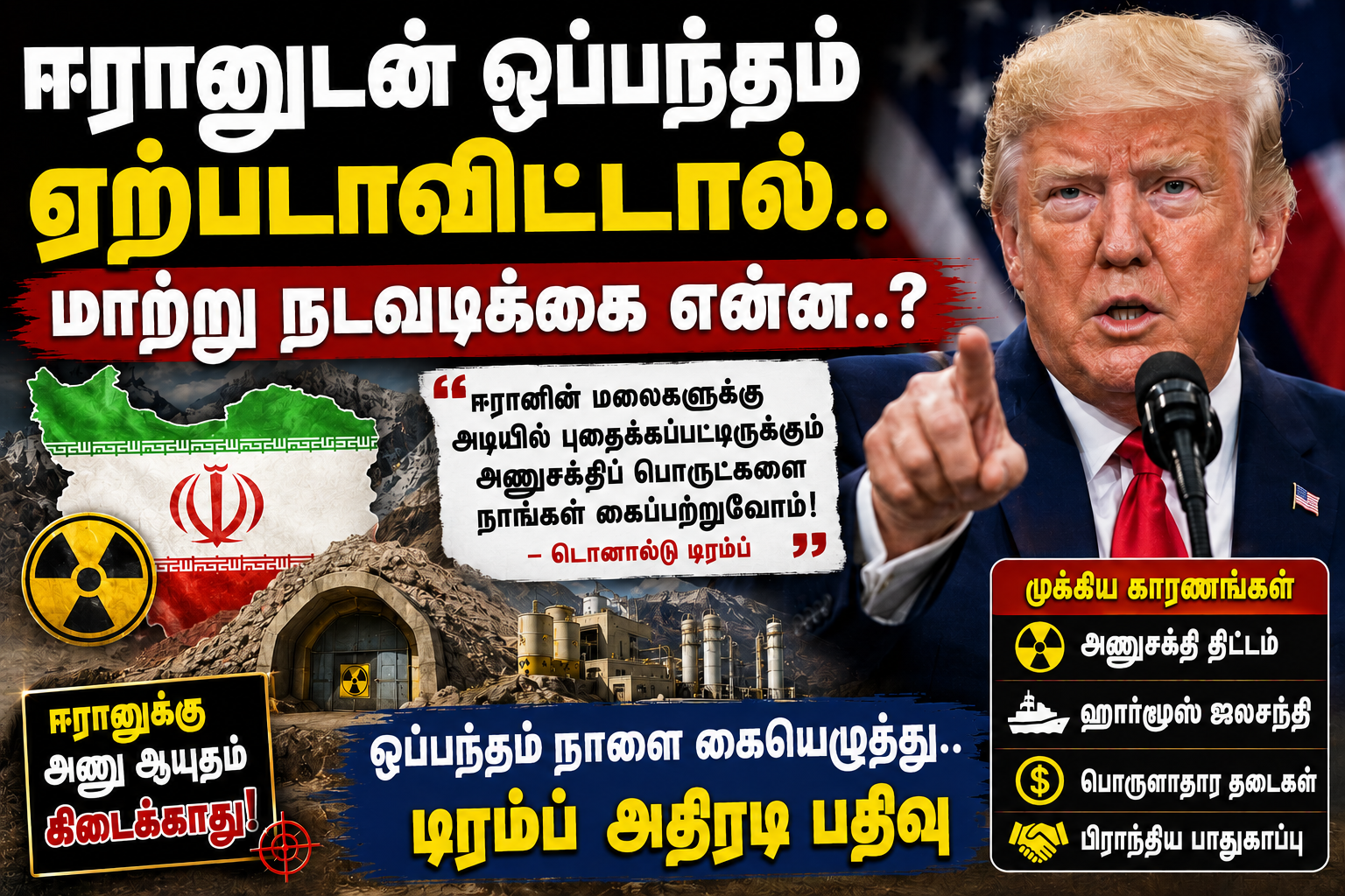 ஈரானுடன் ஒப்பந்தம் இல்லையெனில் மாற்று நடவடிக்கை? டிரம்பின் பரபரப்பு எச்சரிக்கை