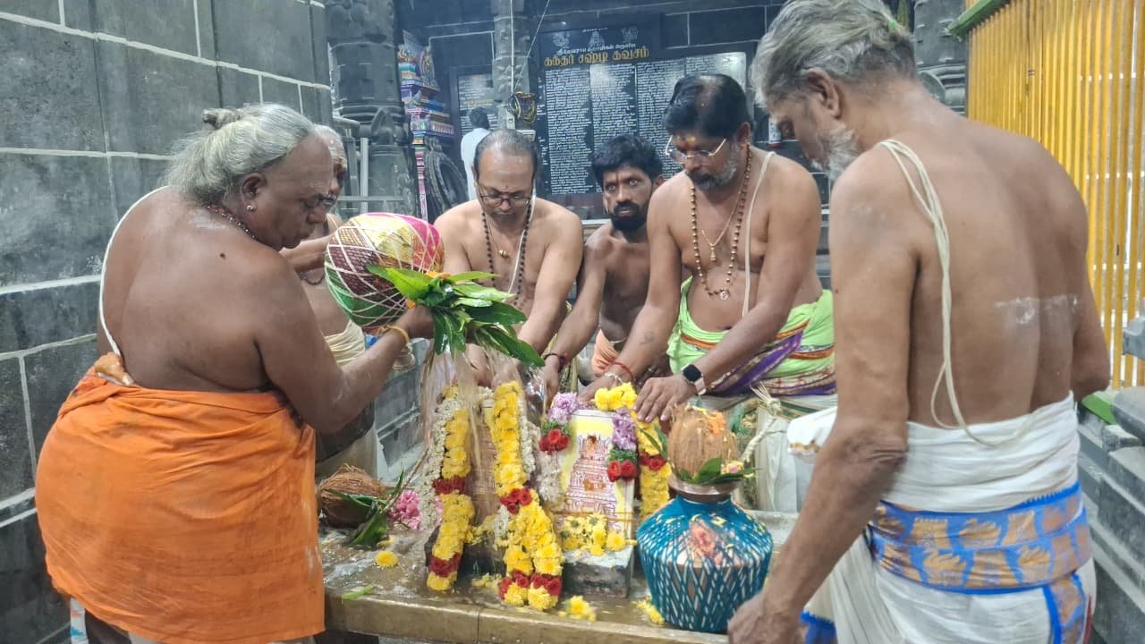 காஞ்சிபுரம் குமரக்கோட்டம் கோவிலில் கும்பாபிஷேக பாலாலயம்